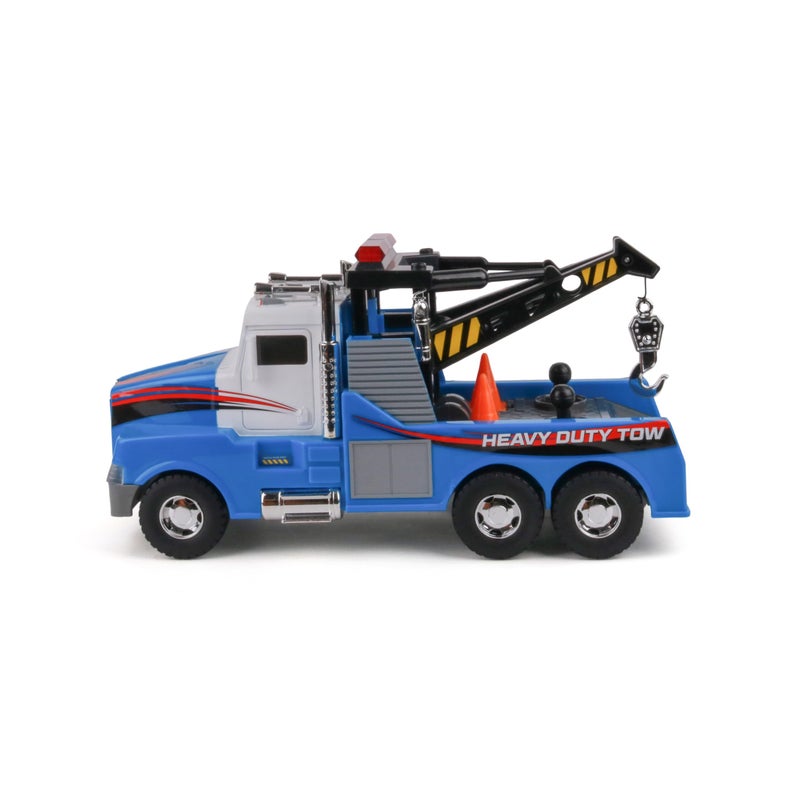 Mighty Fleet Mighty Motorized Tow Truck Toy â€“ 15" Vehicle with Lights, Sounds, Working Winch & Traffic Cones â€“ Batteries Included â€“ Ages 3+ - Image 4